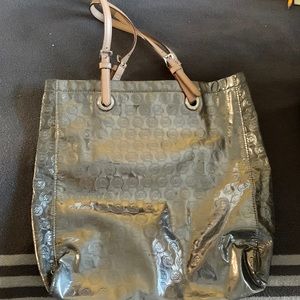 Mk silver bag- beige straps - medium large